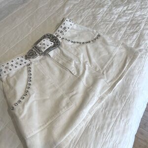 COPY - Show Me Your MuMu Mini White Jean skirt with detachable studded belt!